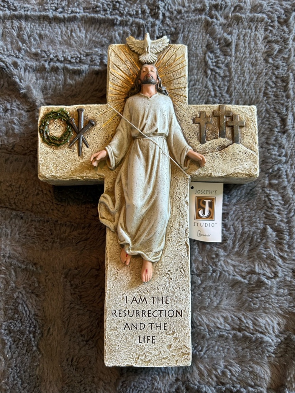 Joseph's Studio Resurrection Wall Cross - Cream and Gold